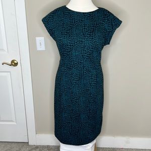 Calvin Klein Teal Animal Print Knit Sheath Dress size 18W